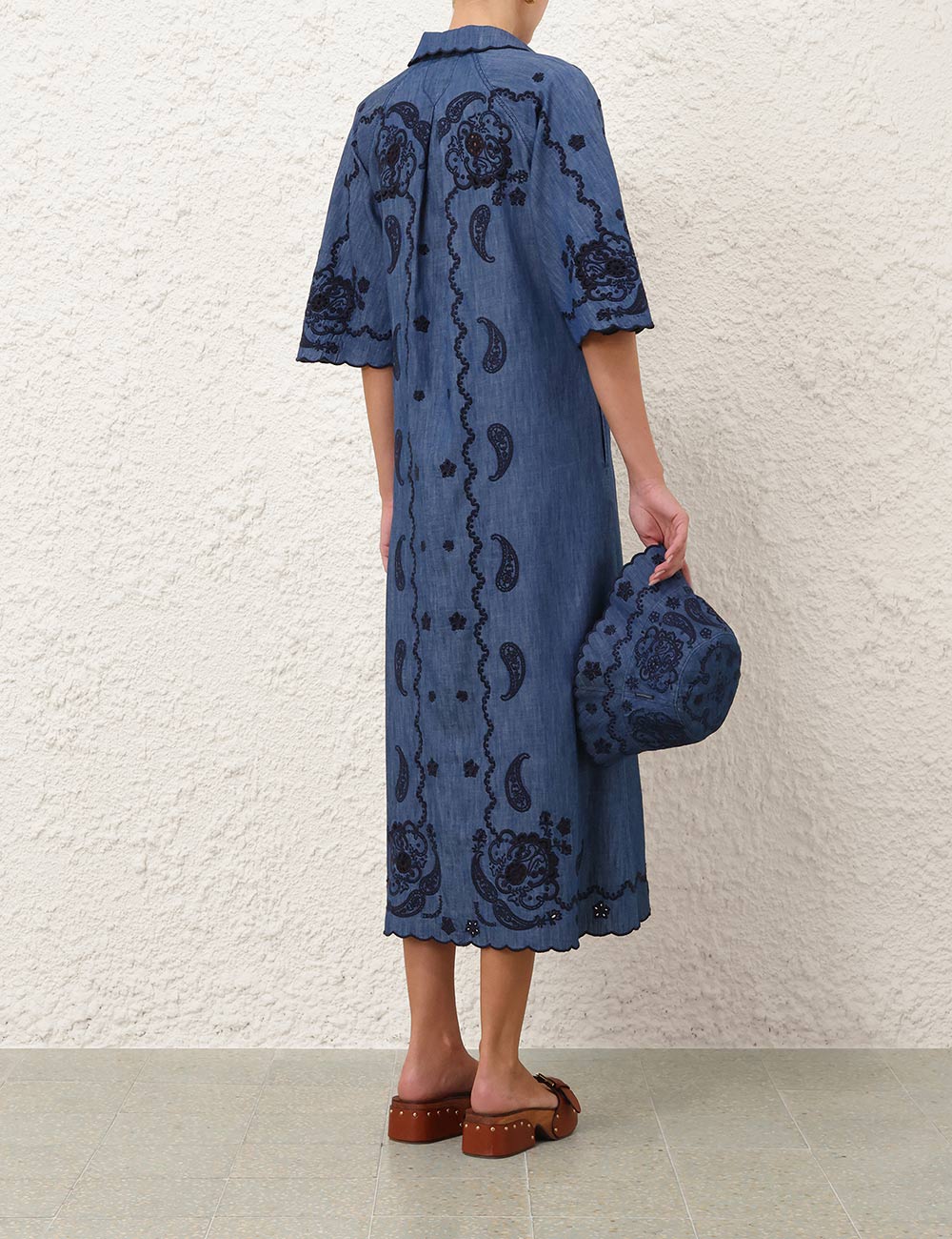 Aster Embroidered Denim Midi - Image 4
