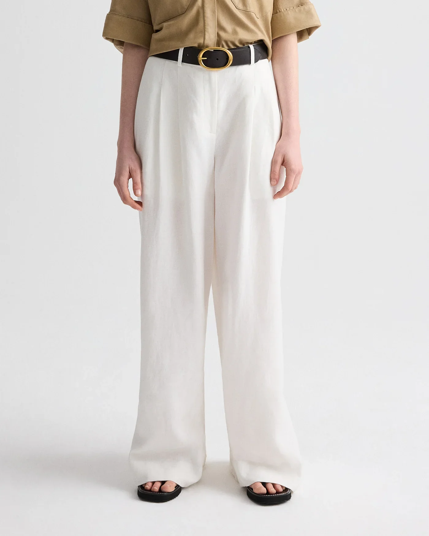 Avery Pant in Plain Weave Linen Ivory - Image 2
