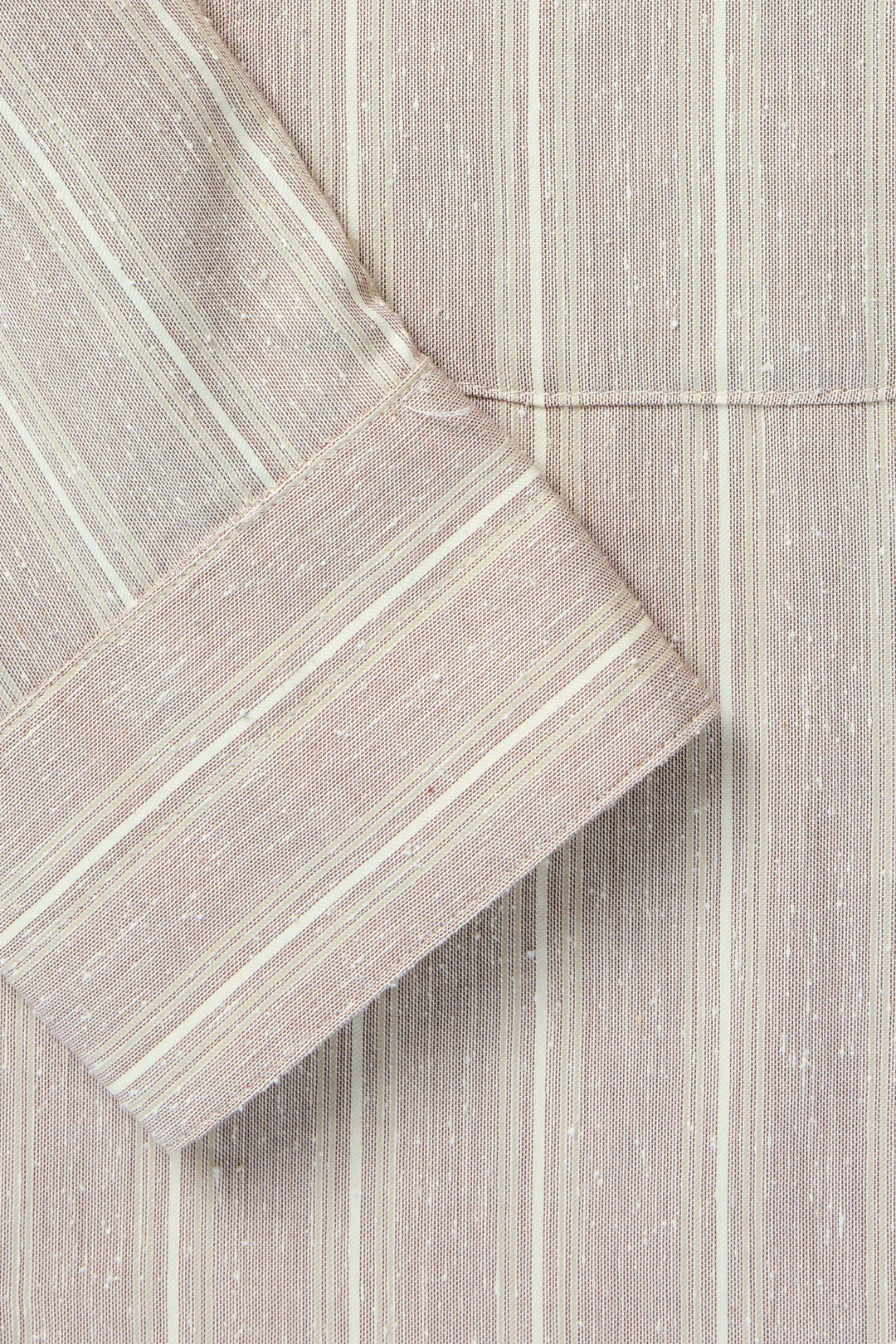 Band Collar Shirt - Cotton Silk Slub (Anise Multi Stripe) - Image 2