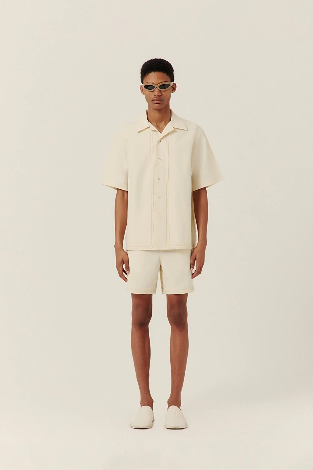 Braided Camp Collar Shirt Ivory (Final Sale)
