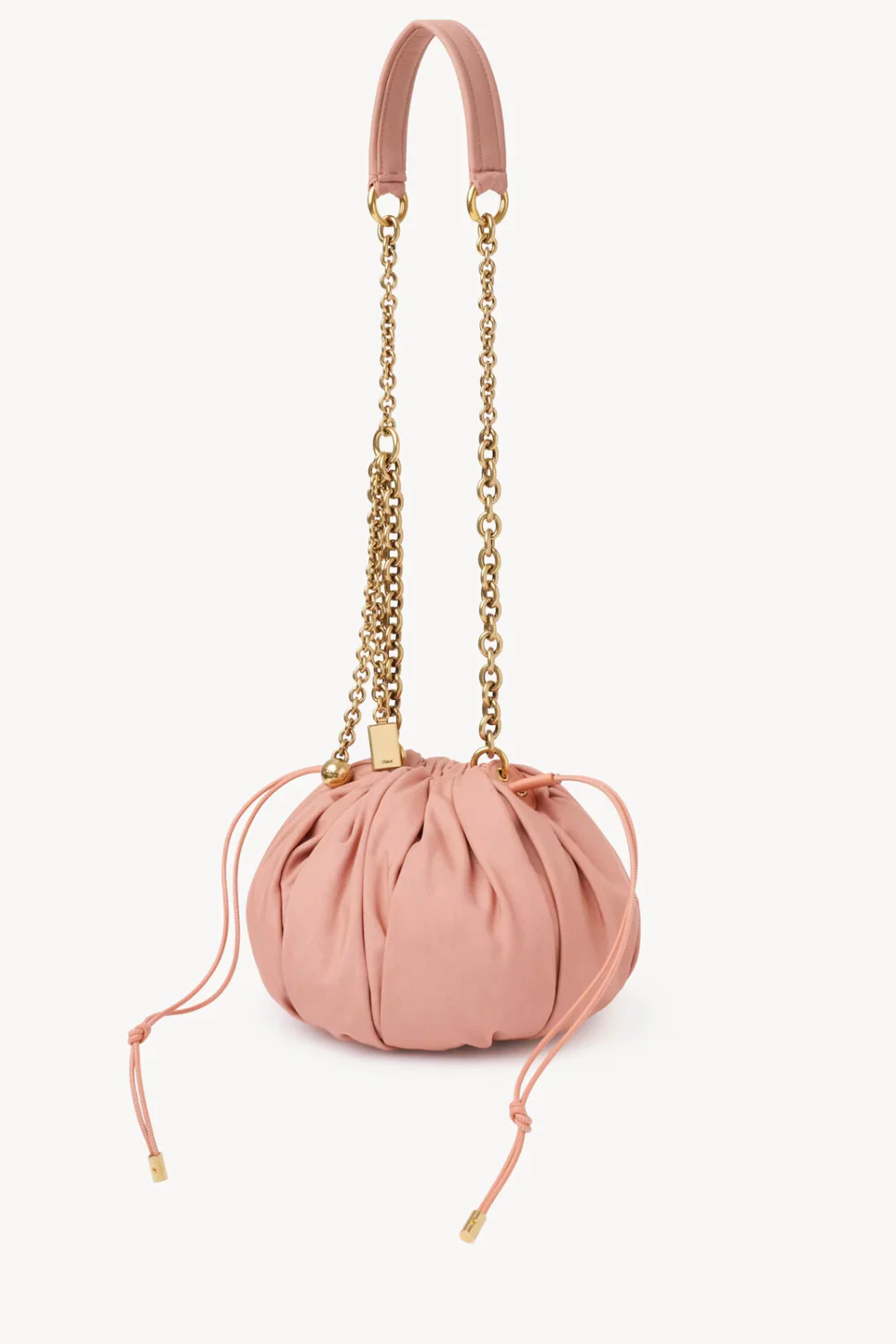 Chloé Plissé shoulder bag with chain in nylon Summery Beige