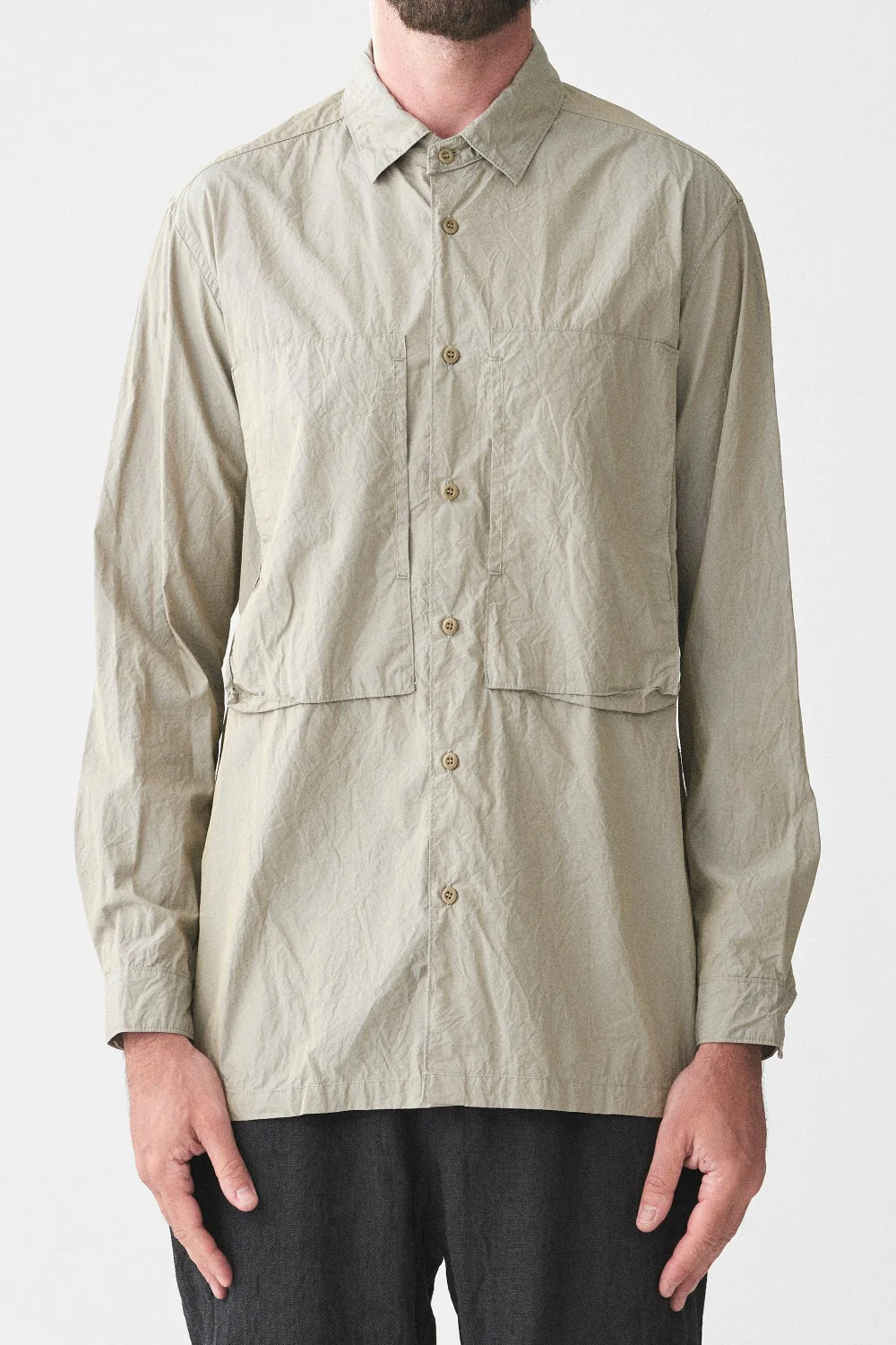 Cotton Typewriter Work Shirt Gray (Final Sale)