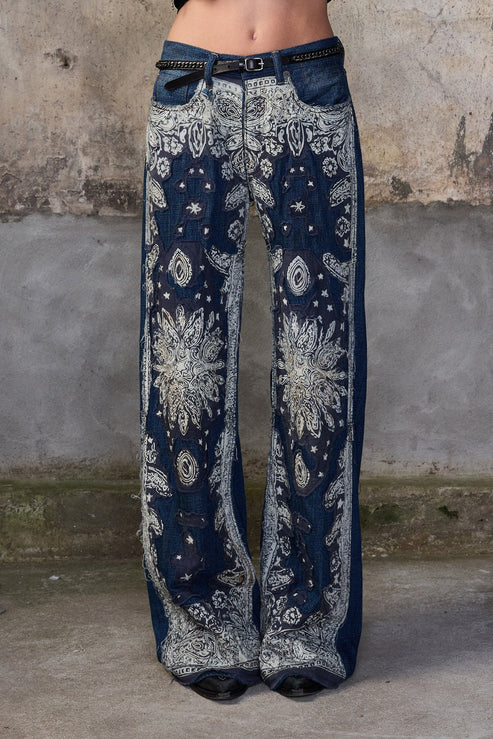 D'arcy Flare Jean Blue Bandana Applique - Image 2