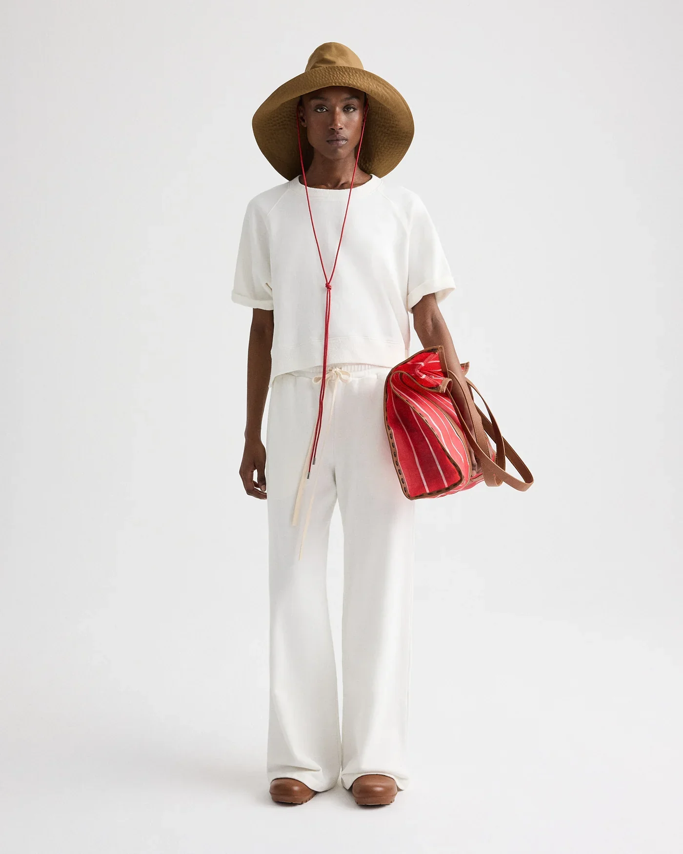 Deia Bag in Nylon Canvas Red/ White - Image 2
