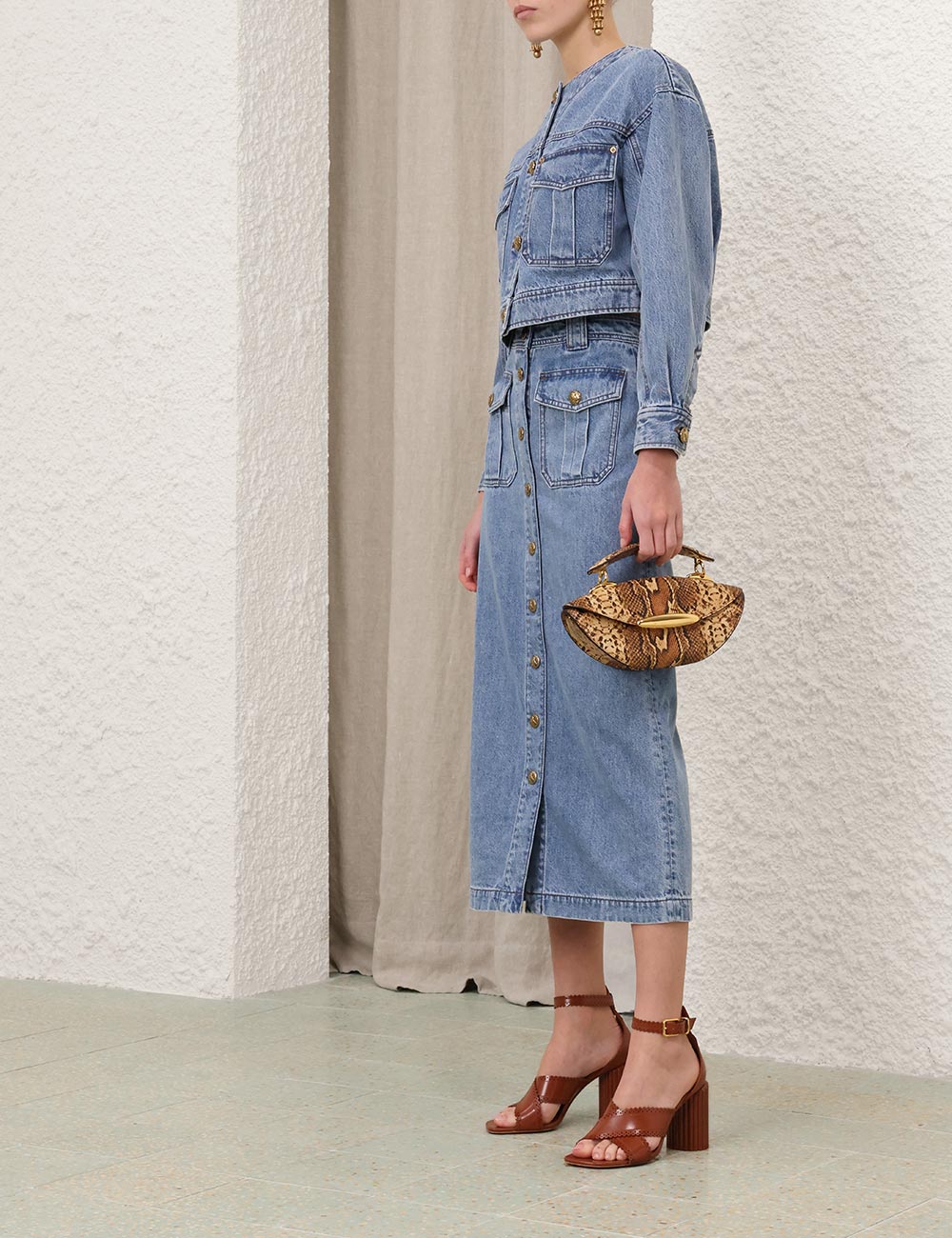 Denim Cropped Jacket - Image 2