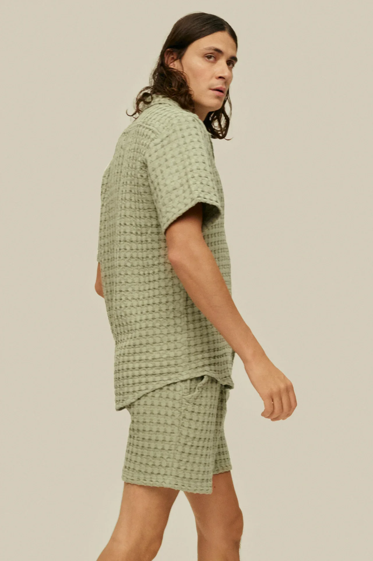 Dusty Green Cuba Waffle Shirt - Image 2