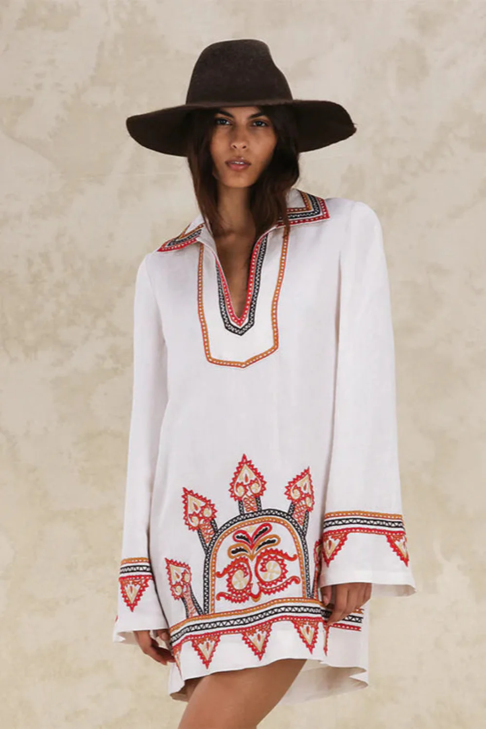 Embroidered Short Dress Off White (Final Sale)