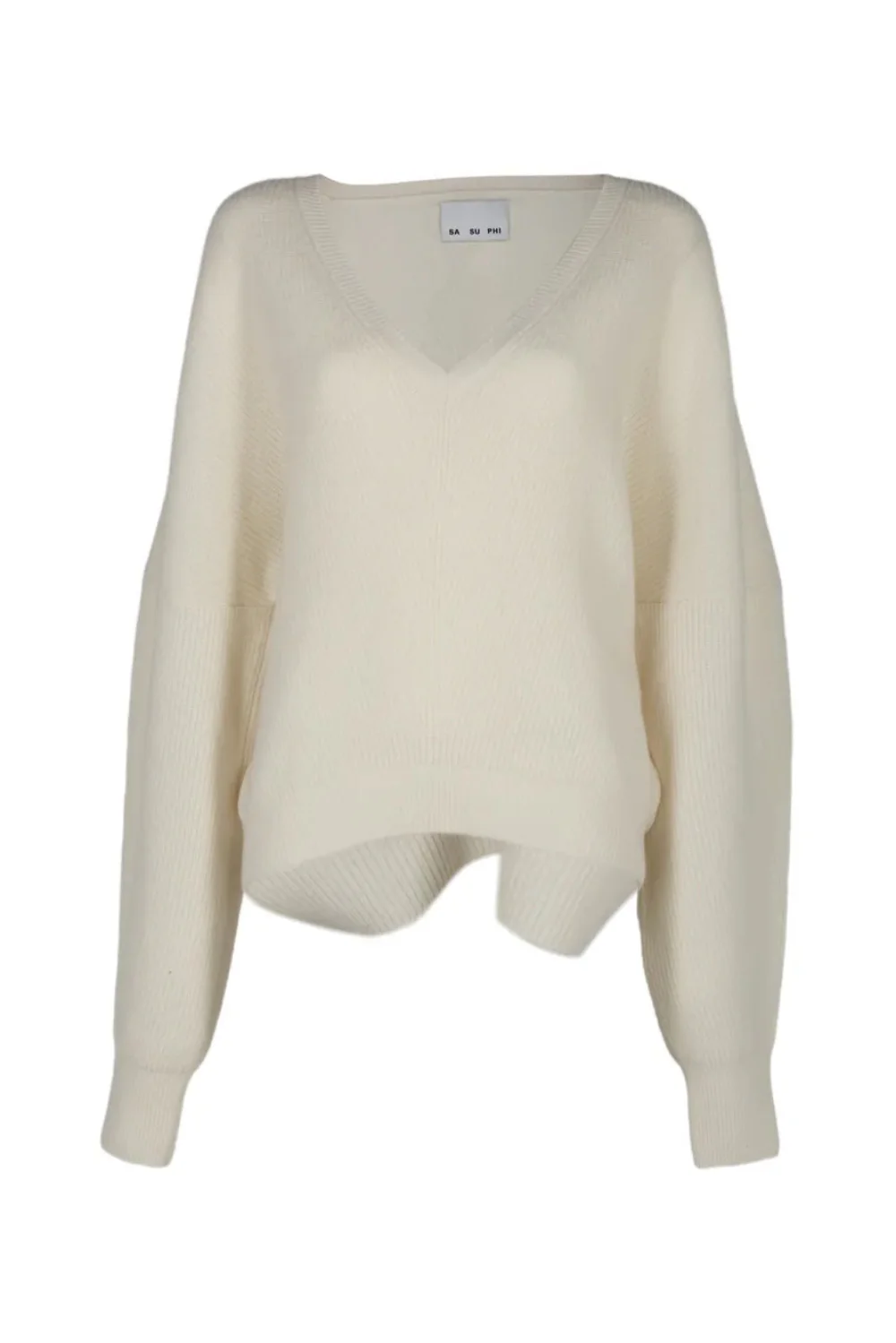 English Ribbed V Neck Sweater Ivory