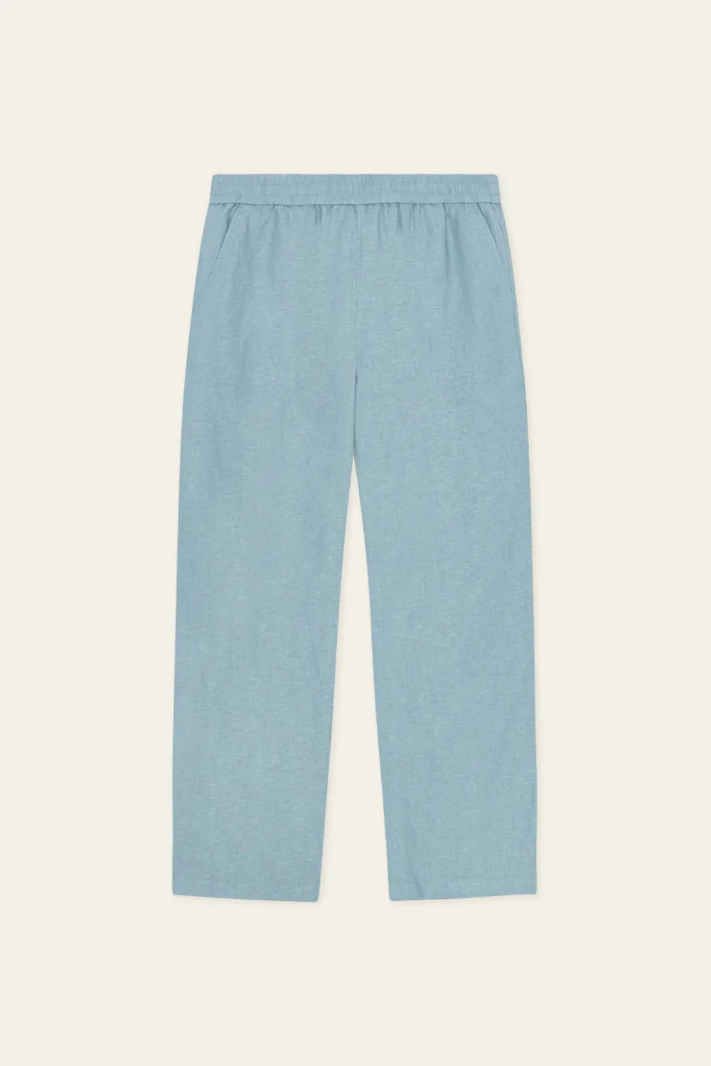 Faded Denim Blue Linen Casual Pants