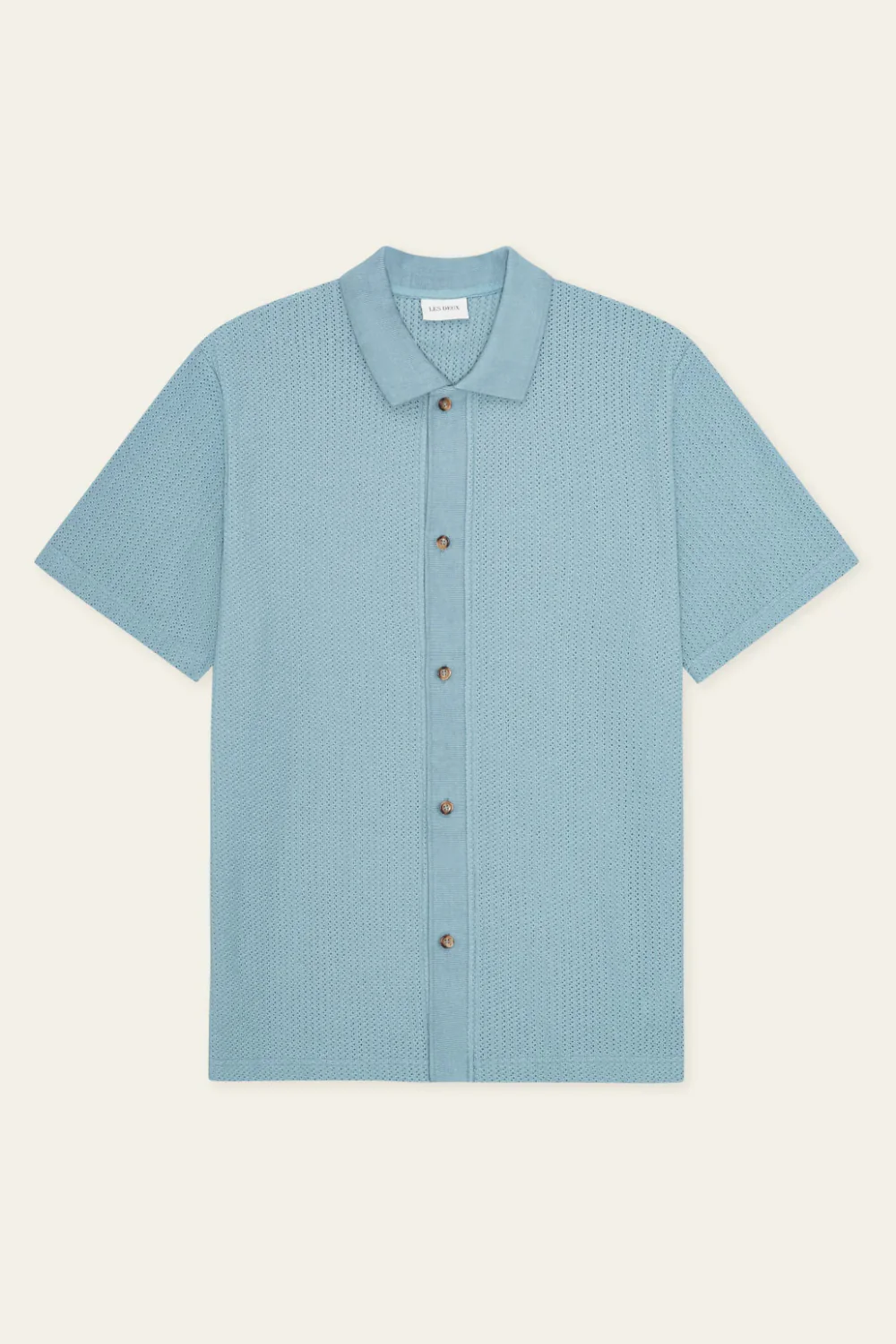 Faded Denim Blue Pointelle SS Shirt