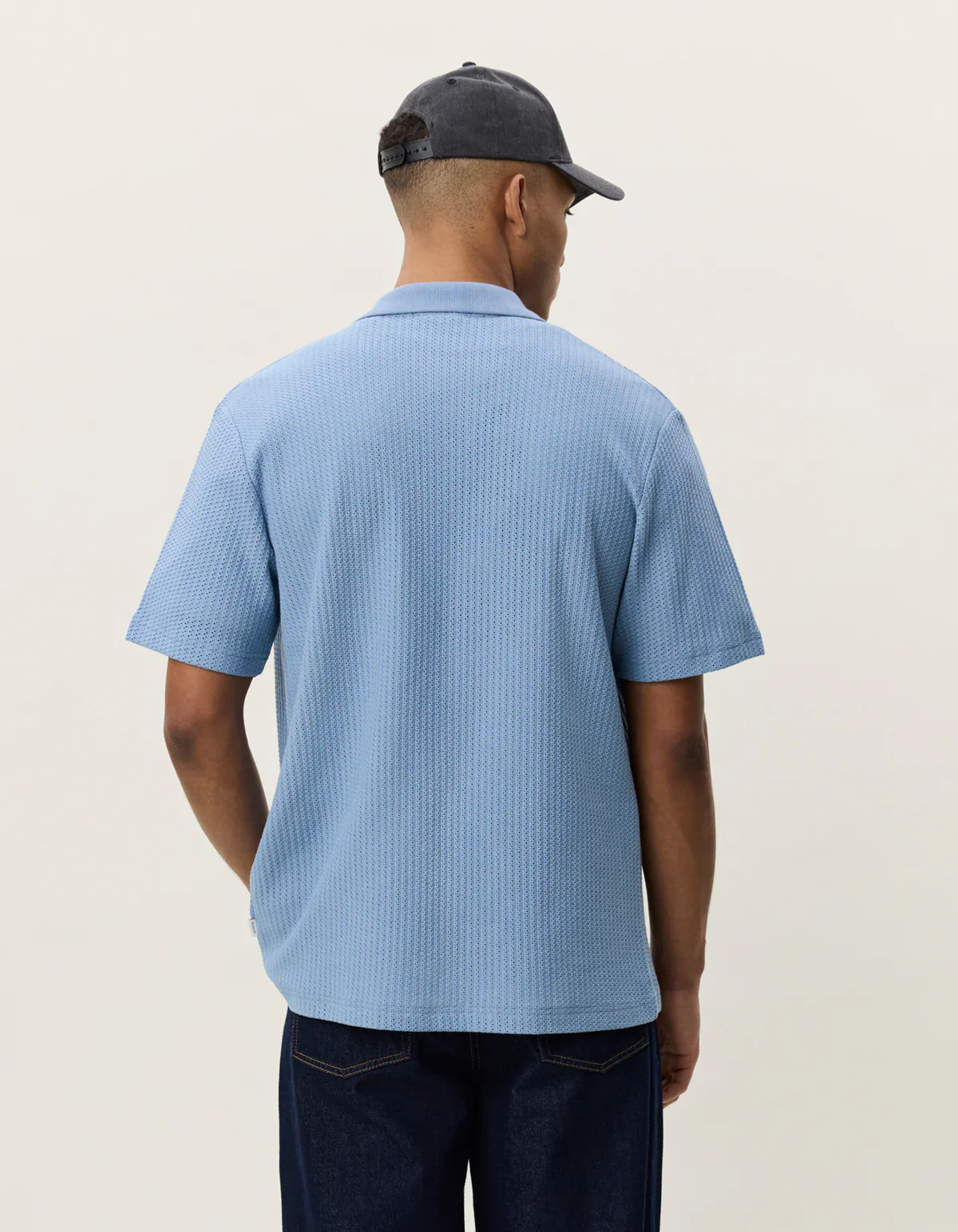 Faded Denim Blue Pointelle SS Shirt - Image 4
