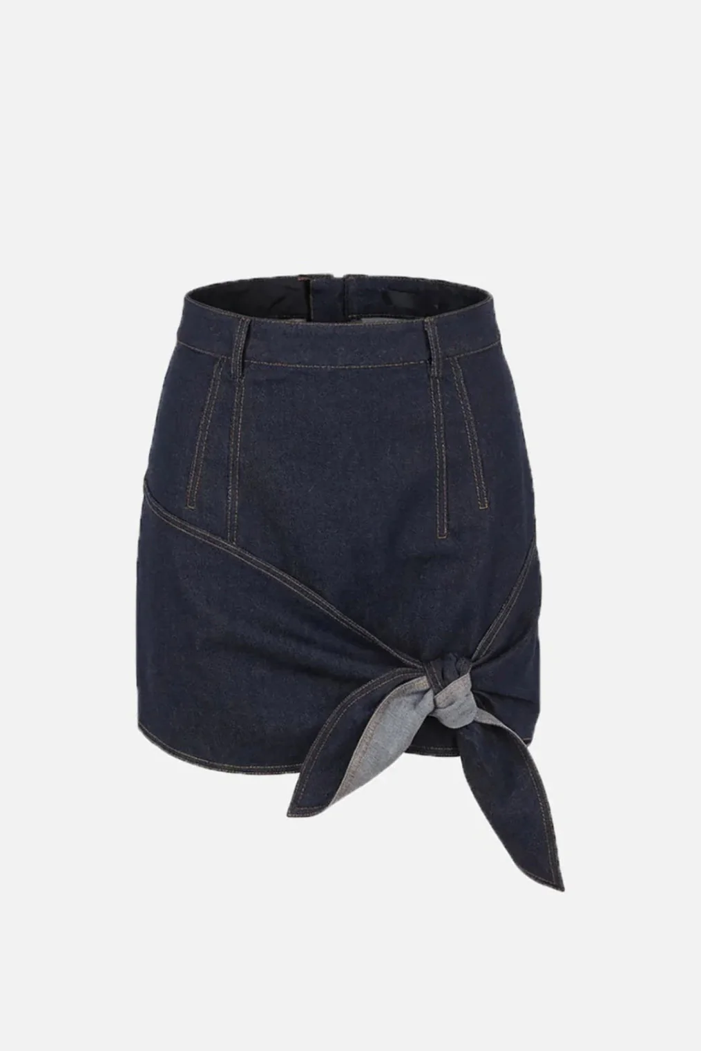 Bow-Tie Denim Mini Skirt