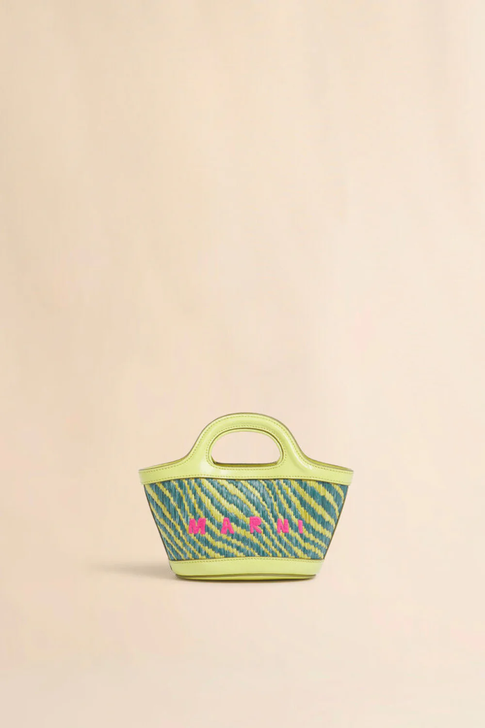Green Wavy Raffia-Effect Tropicalia Micro Bag