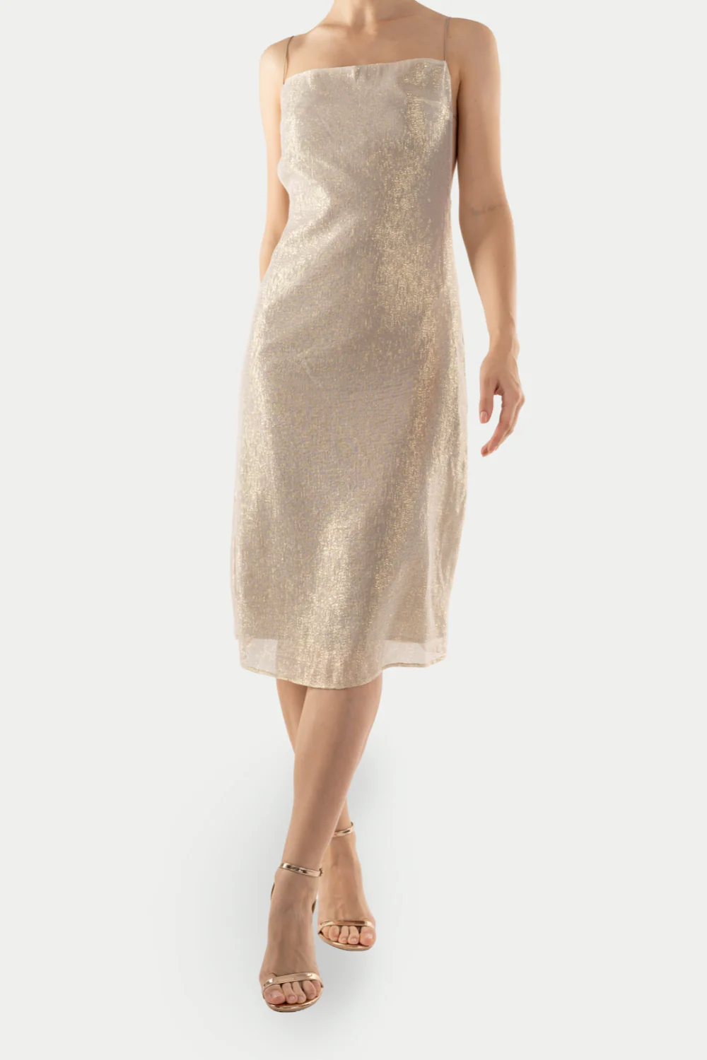 Holly Slip Dress Gold Lurex