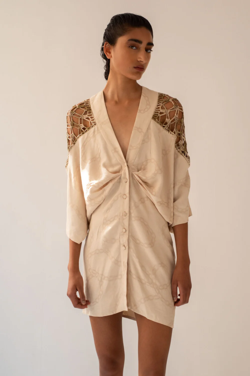 Iris Butterfly Mermaid Mini Dress Sand Chain