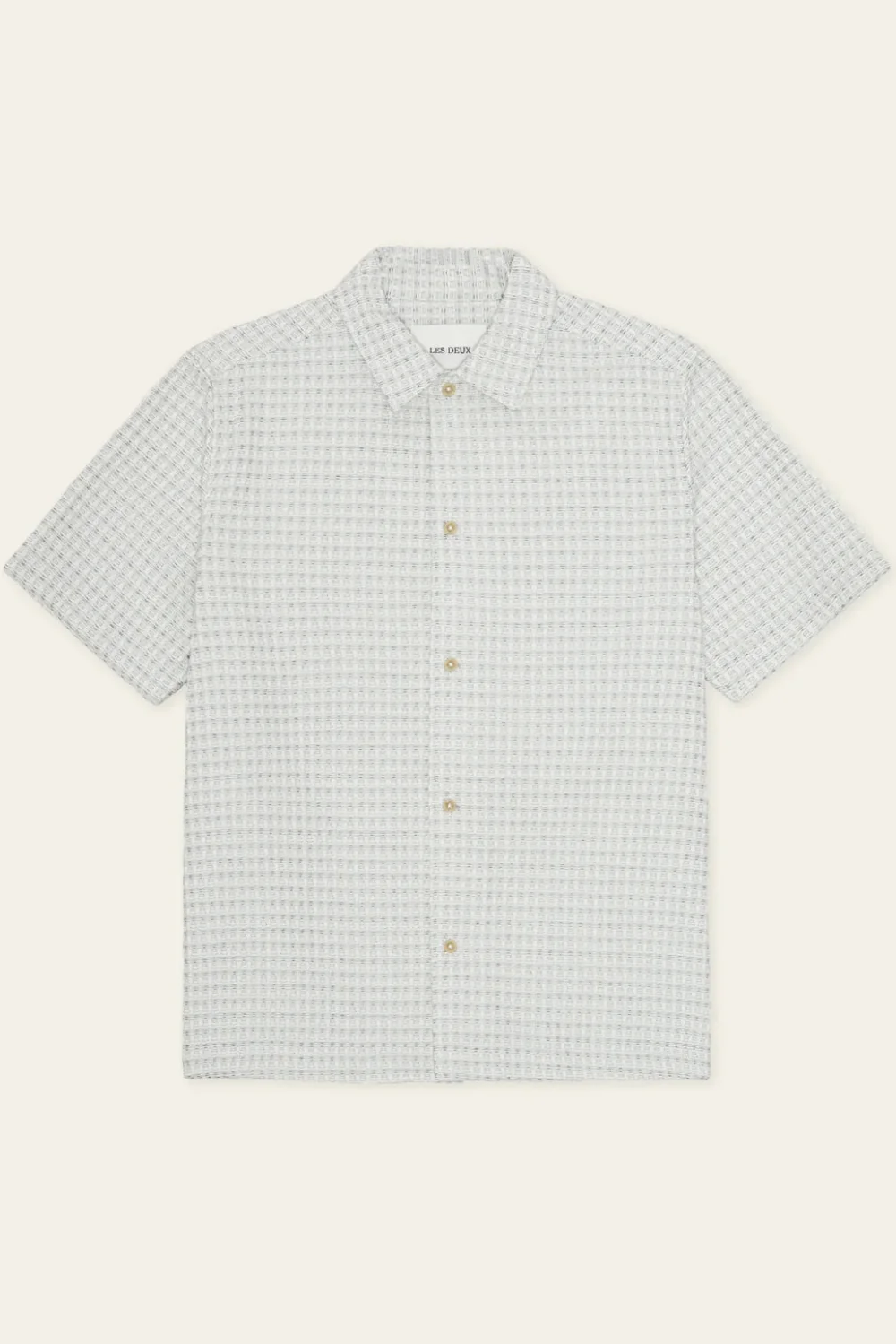 Light Ivory Check Seersucker SS Shirt