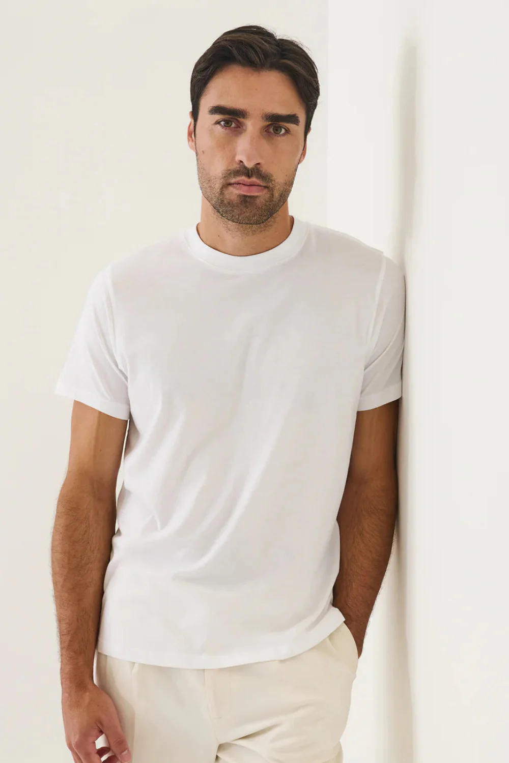 Luxury SS Pima Crew T-Shirt White - Image 2