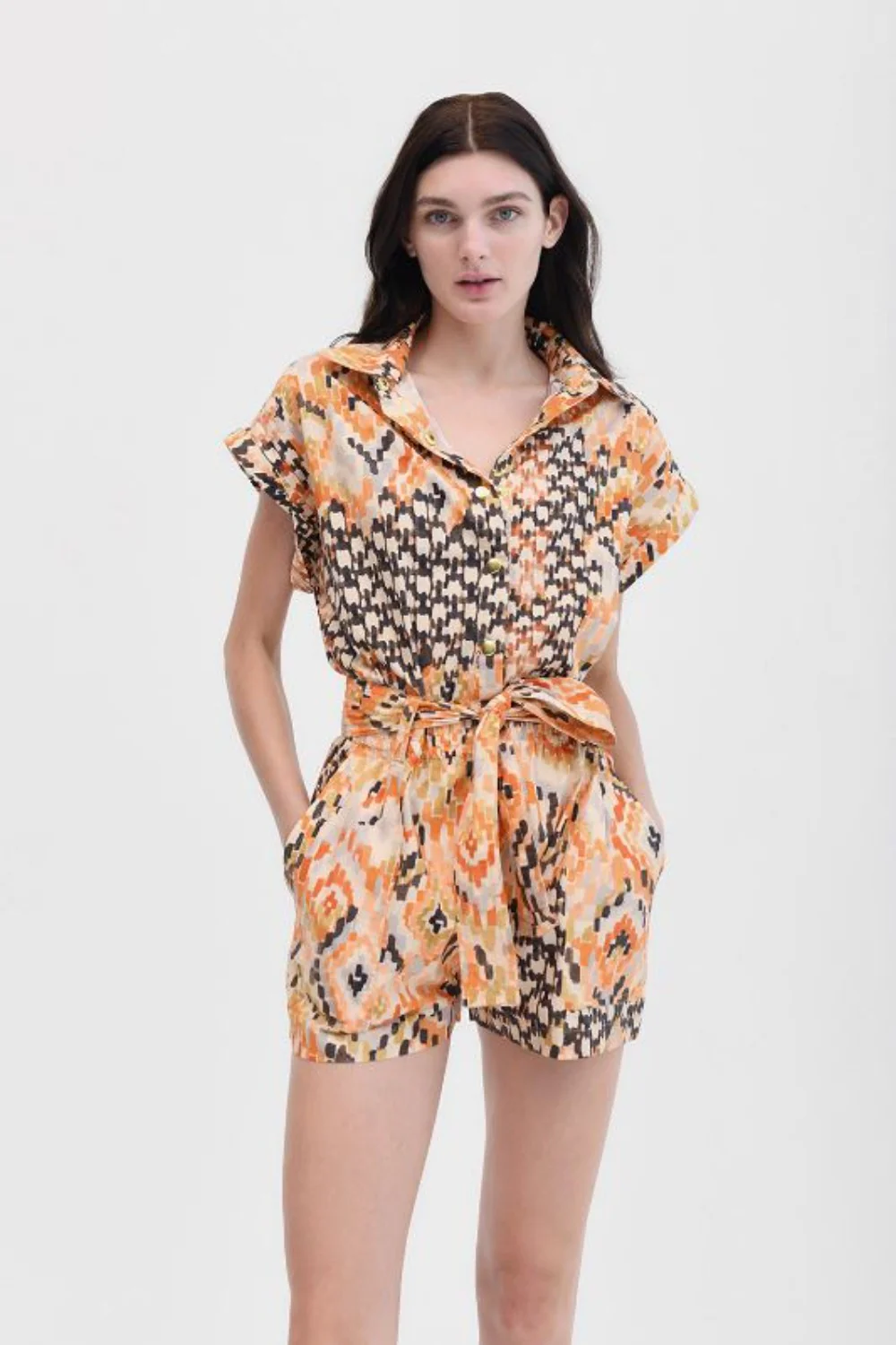 Marcia Organic Cotton Playsuit Haral Brown (Final Sale)