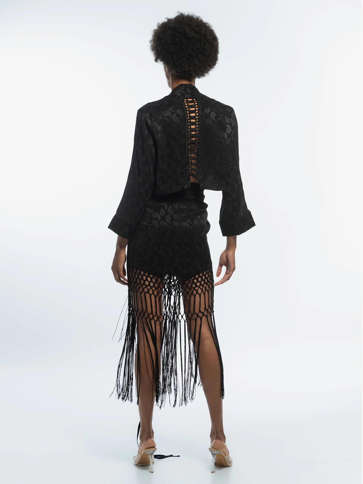 Mirai Cropped Kimono Top Black Shell - Image 2