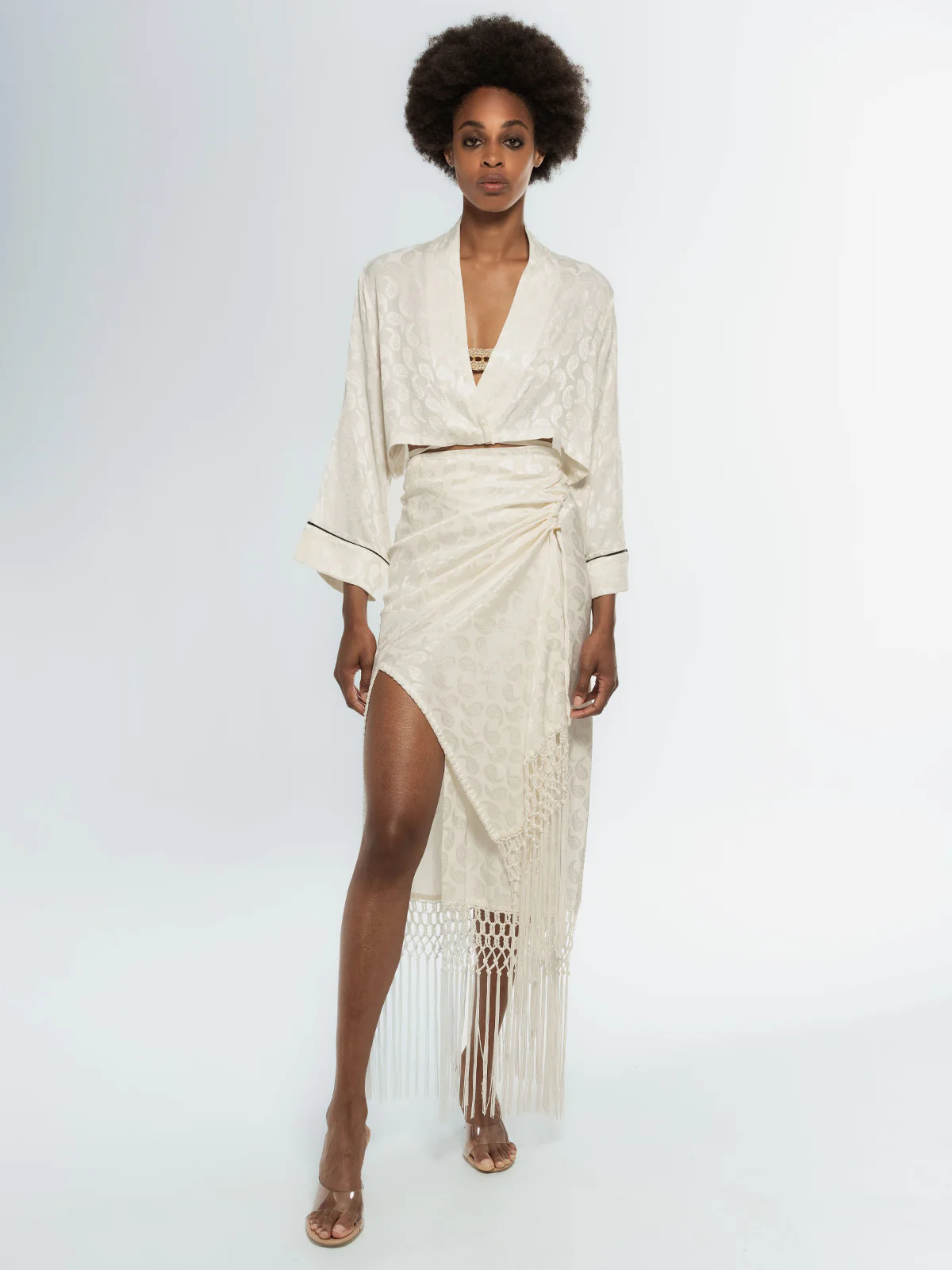Mirai Cropped Kimono Top White Shell - Image 2