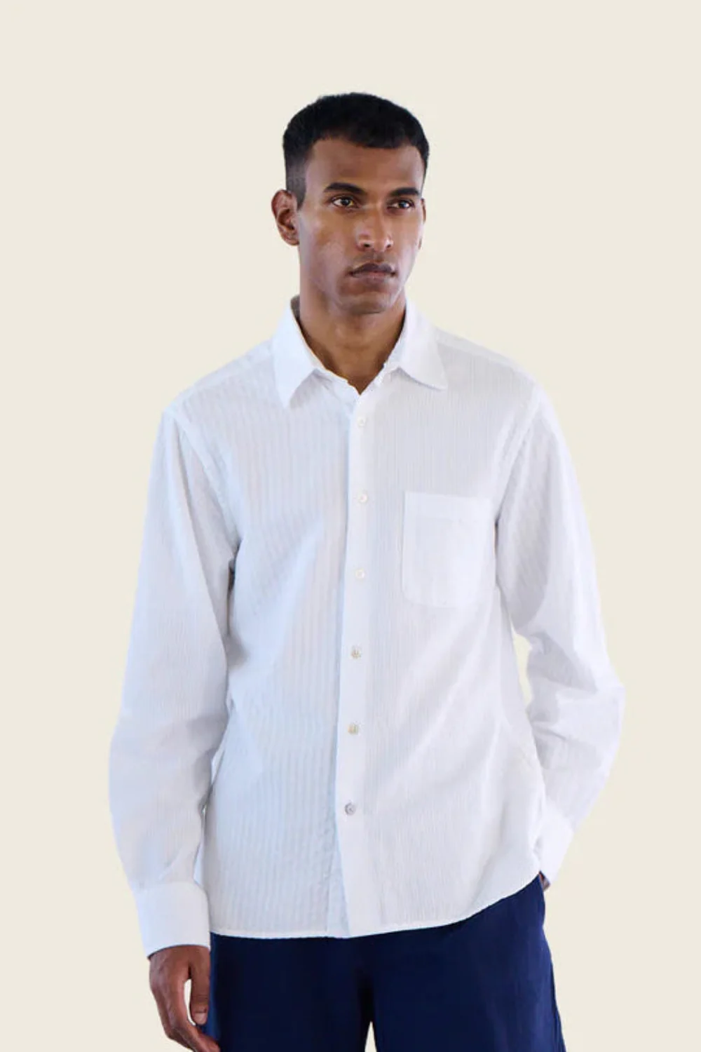 No7 Straight Collar LS Shirt