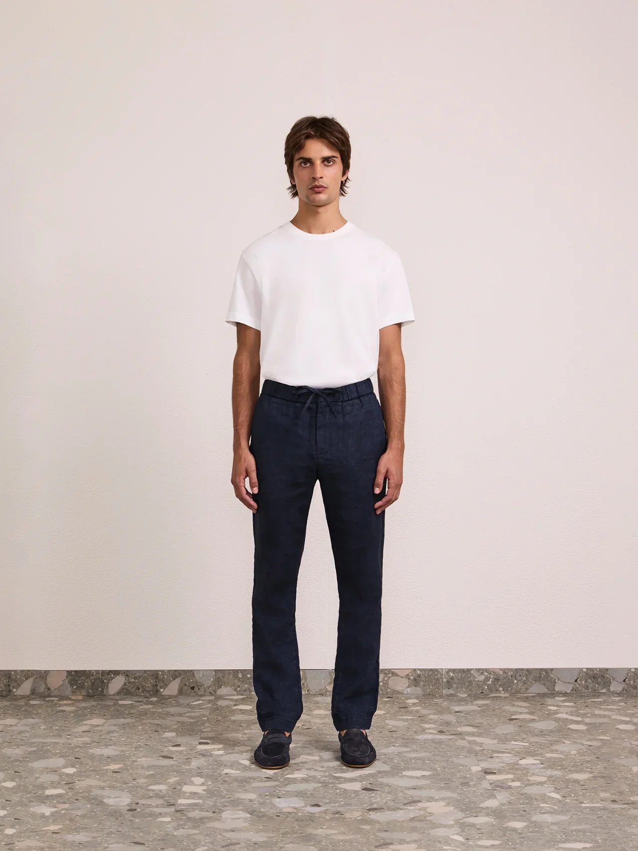 Oscar Linen Trousers Midnight Blue - Image 2