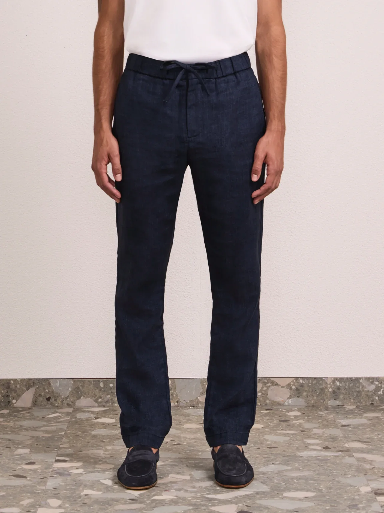 Oscar Linen Trousers Midnight Blue - Image 3