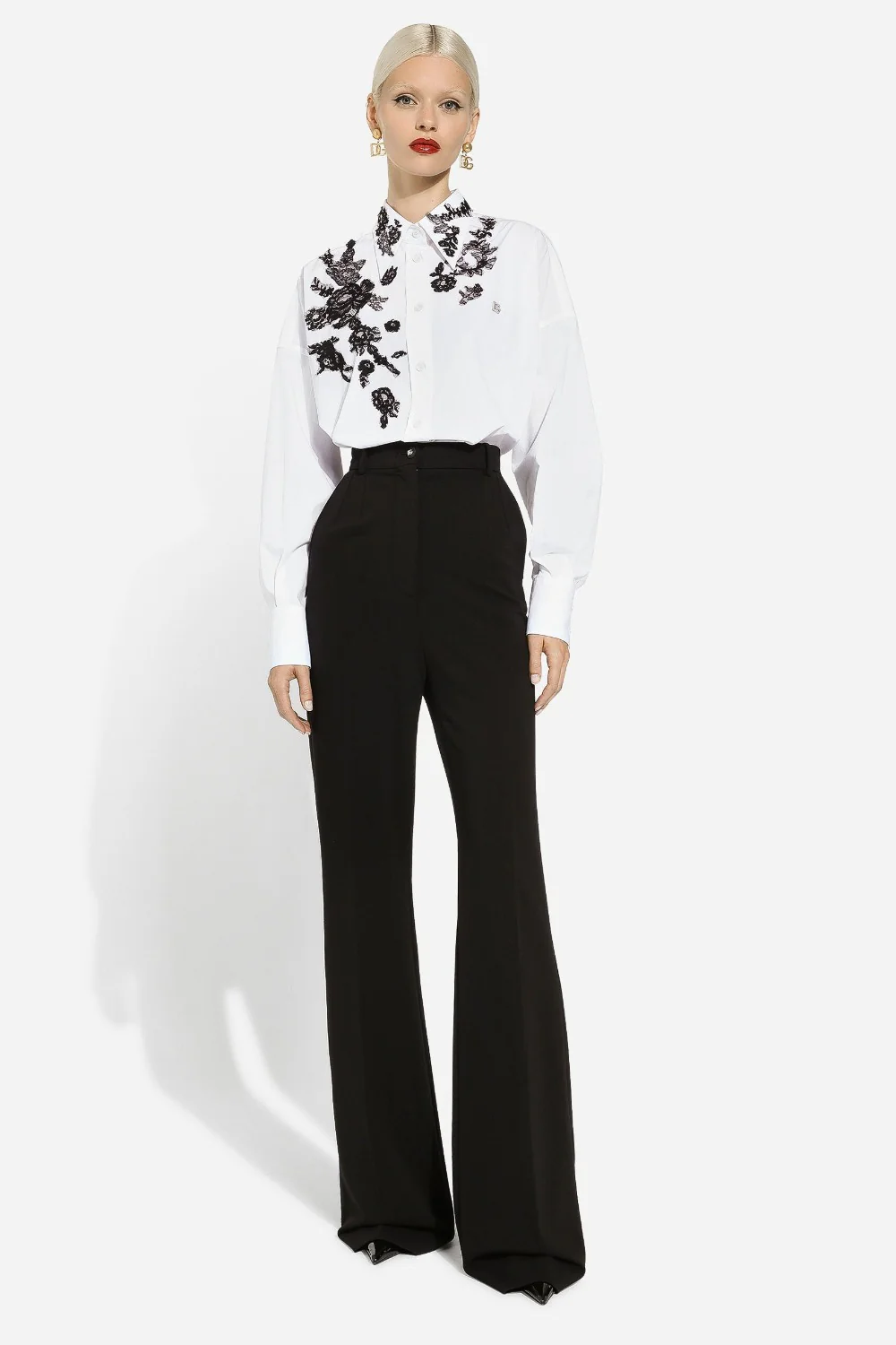 Oversize Cotton Shirt with Lace Appliques (Final Sale)