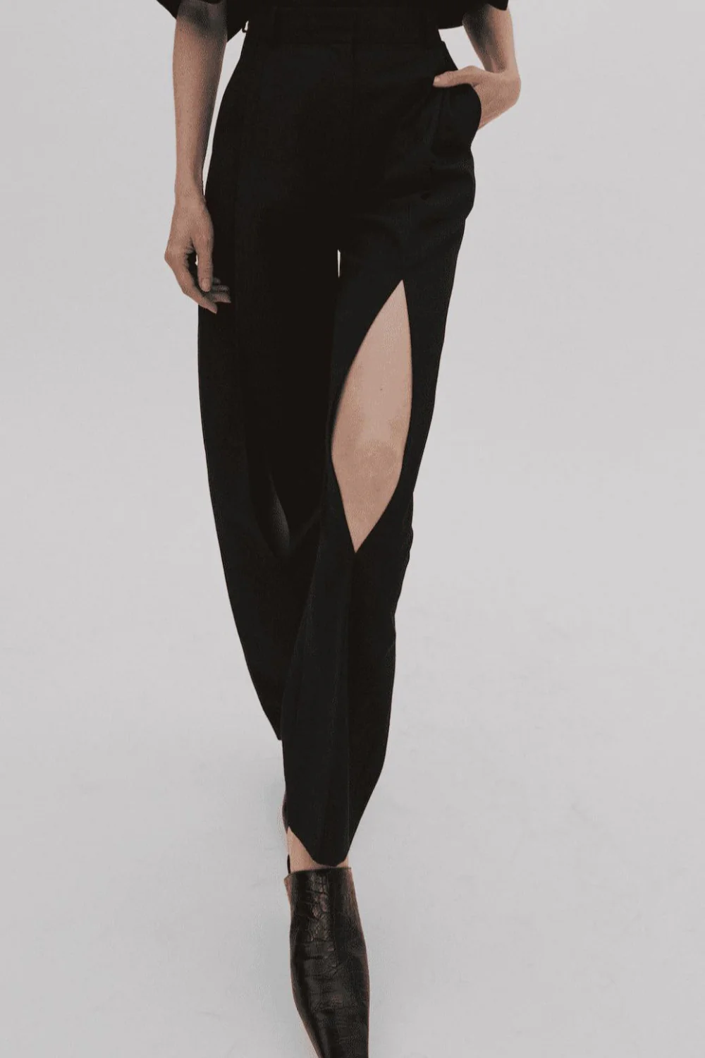 Pants with Vertical Slit Knees