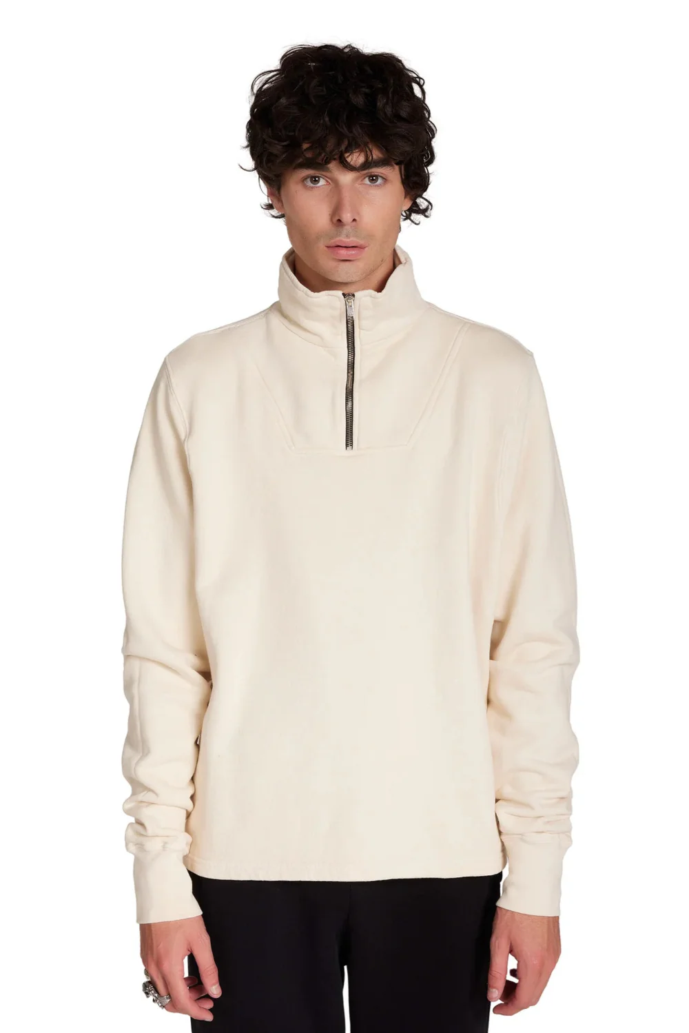 Pique Banded Half Zip Yacht Pullover White