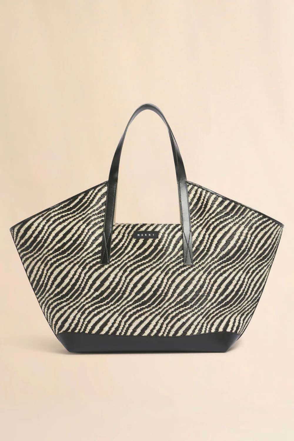 Raffia-Effect Waves Tote Bag