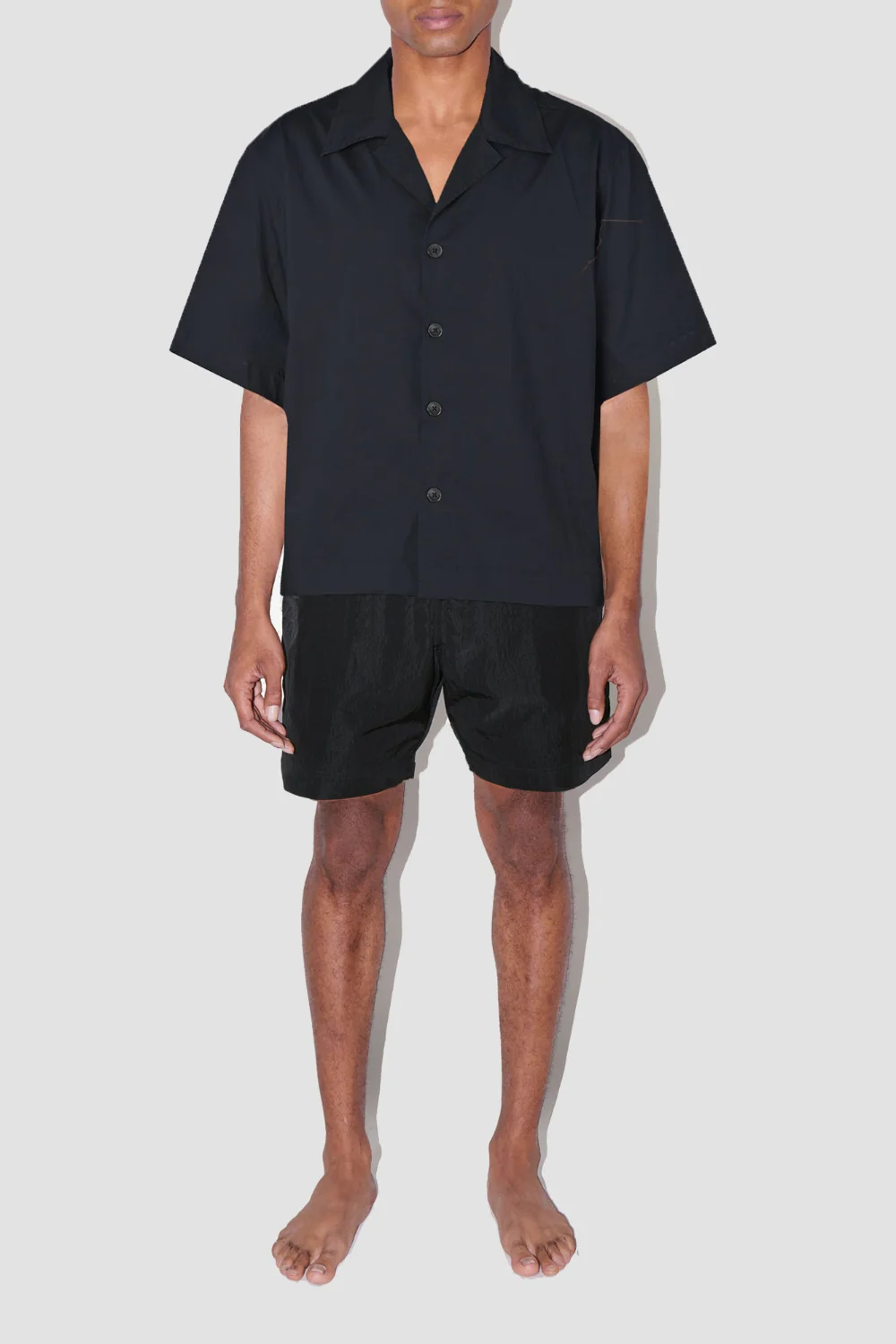 Saulo Cuban Shirt Smooth Weave Black (Final Sale)