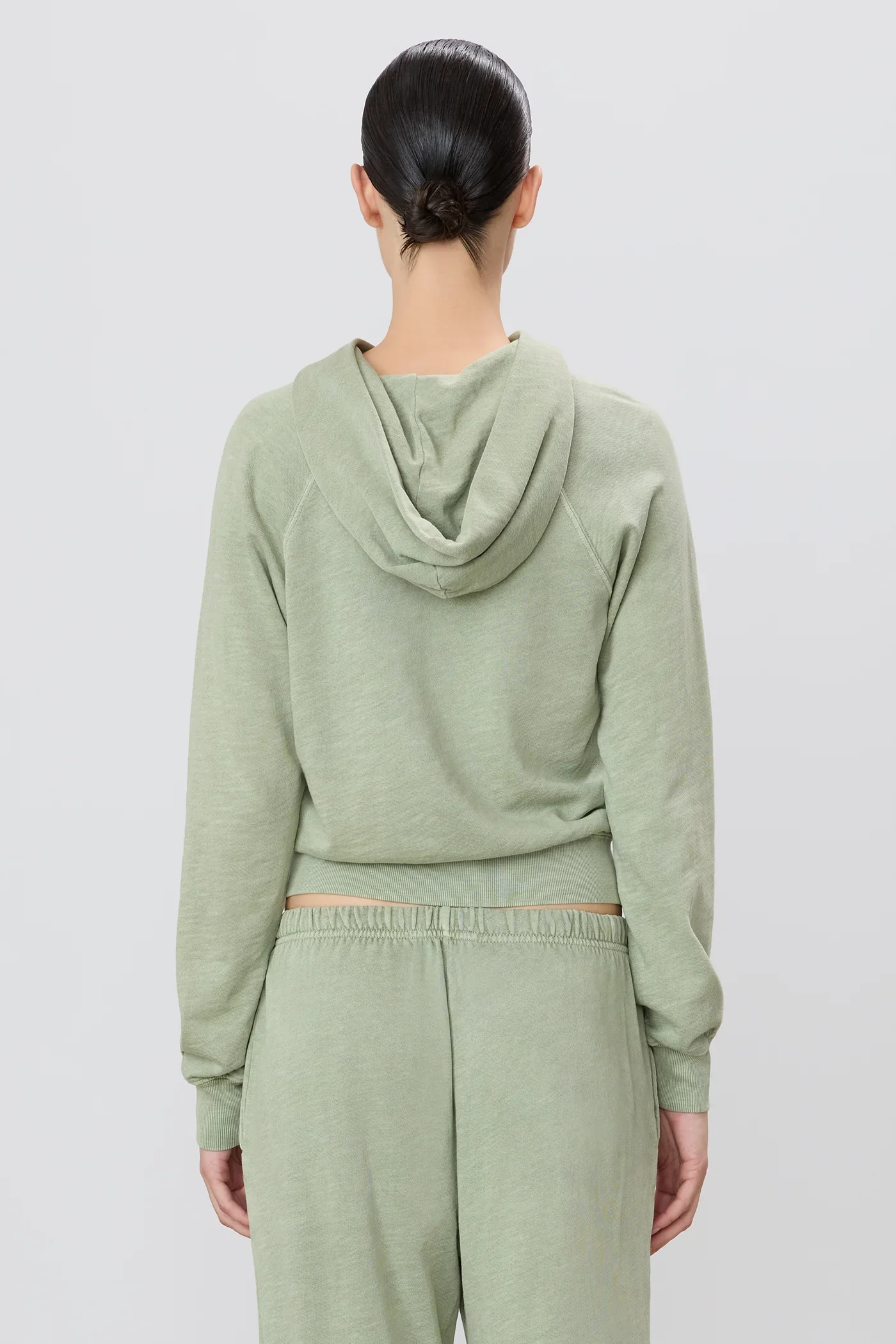 Shrunken Hoodie Sweatshirt Sage - Image 3