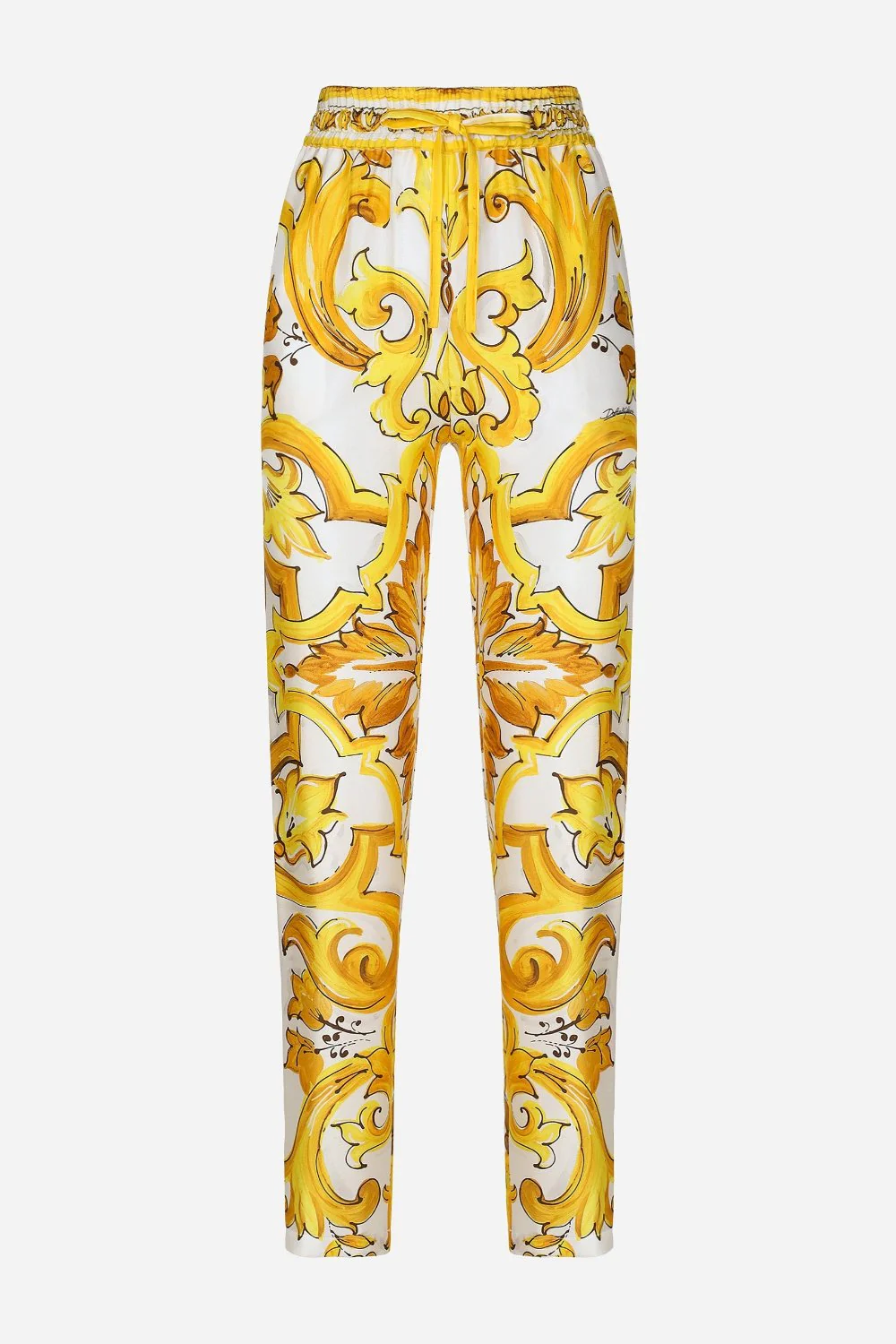 Silk Twill Pant Majolica Print Yellow (Final Sale)