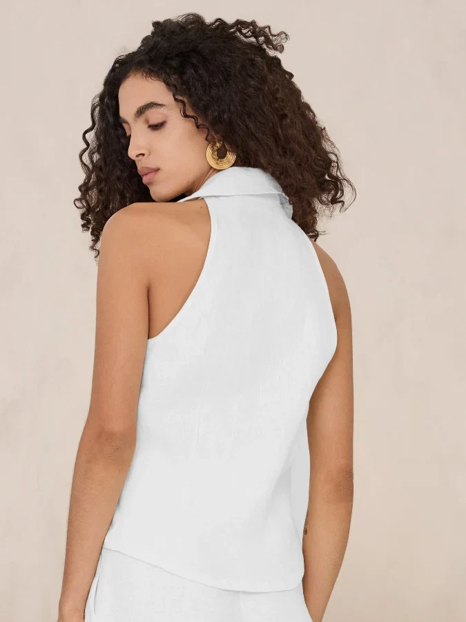 Sloan Linen Vest White - Image 2