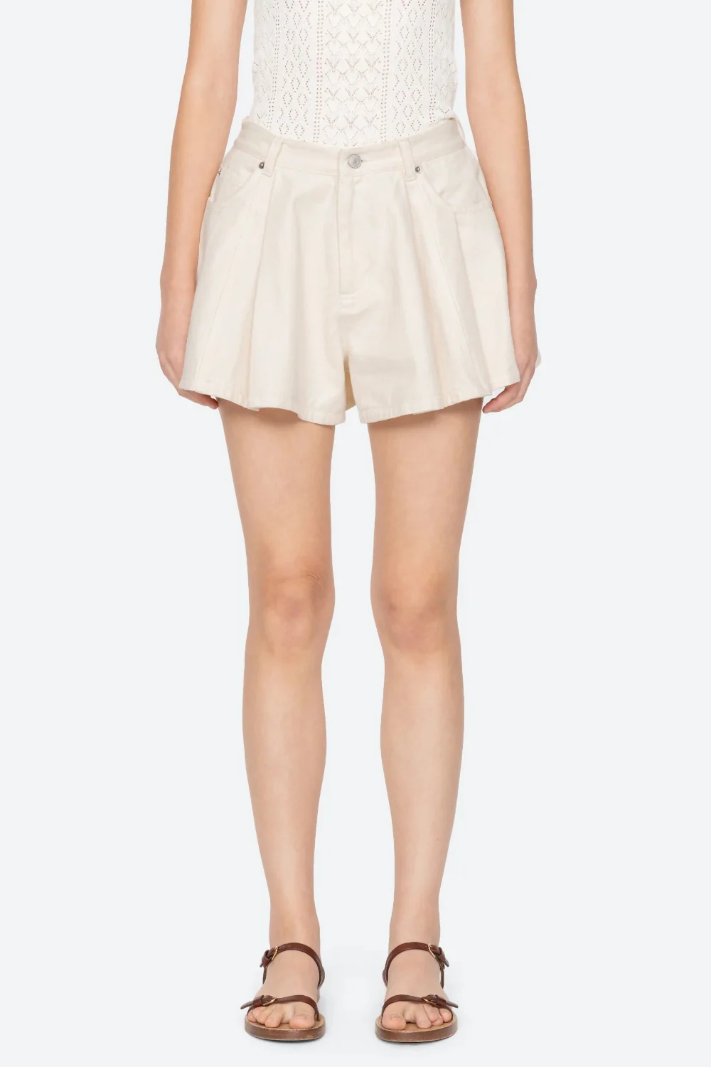 Stasia Denim Jeans Shorts Cream