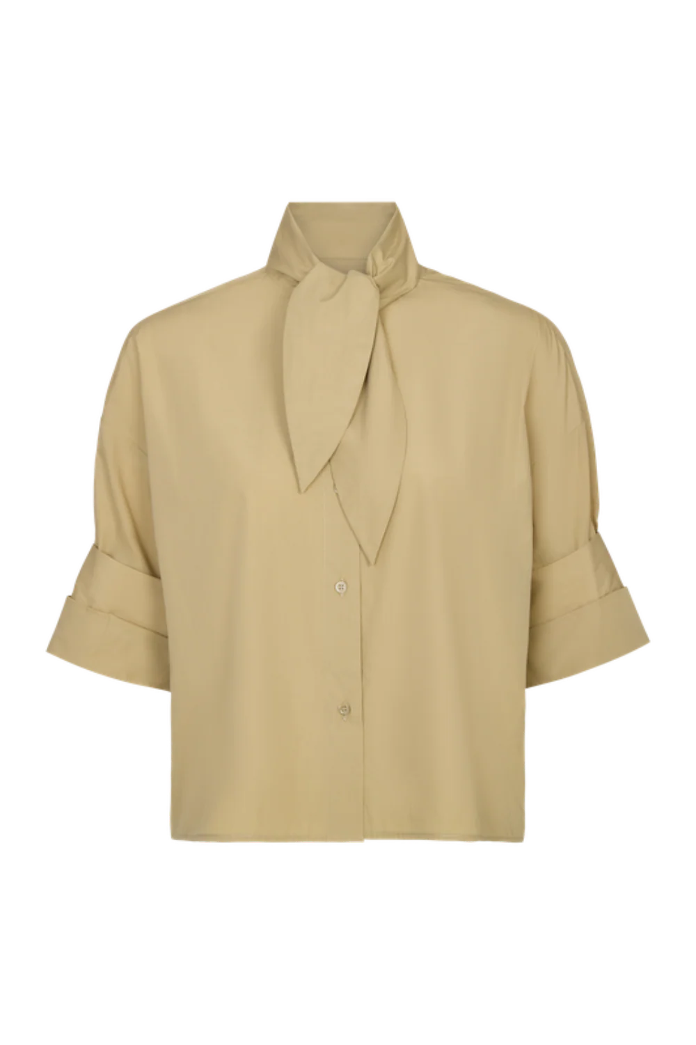 Tie One On Shirt in Superfine Cotton Olive Grey