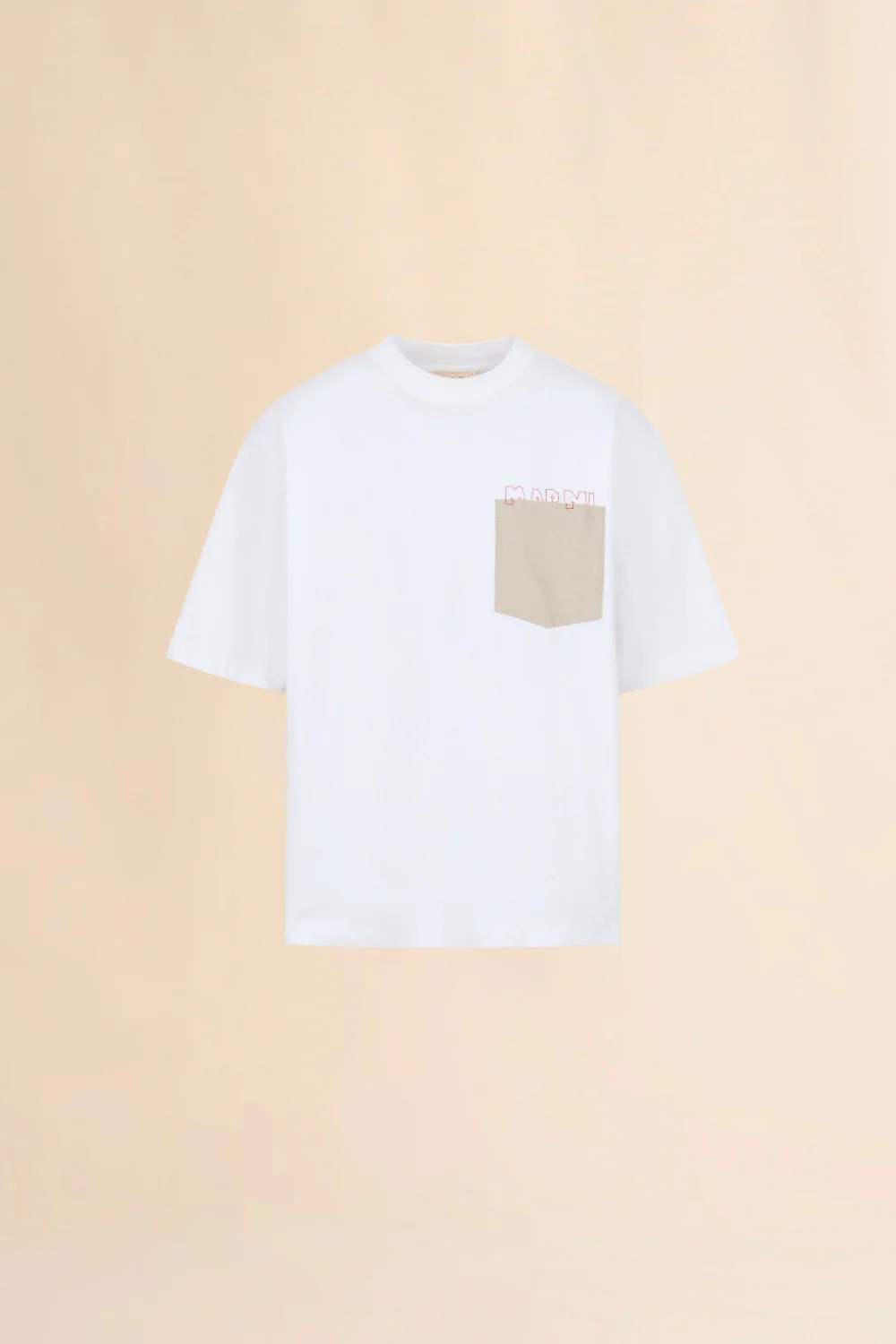 White Cotton T-Shirt with Contrast Pocket