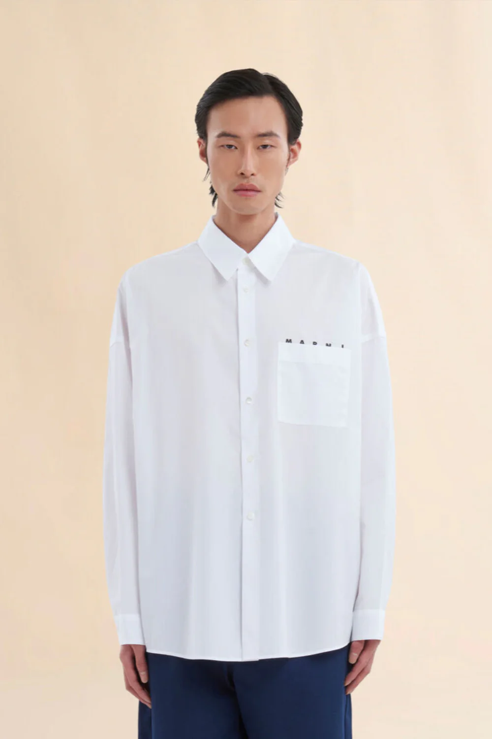 Poplin Shirt with Peeping Marni Logo
