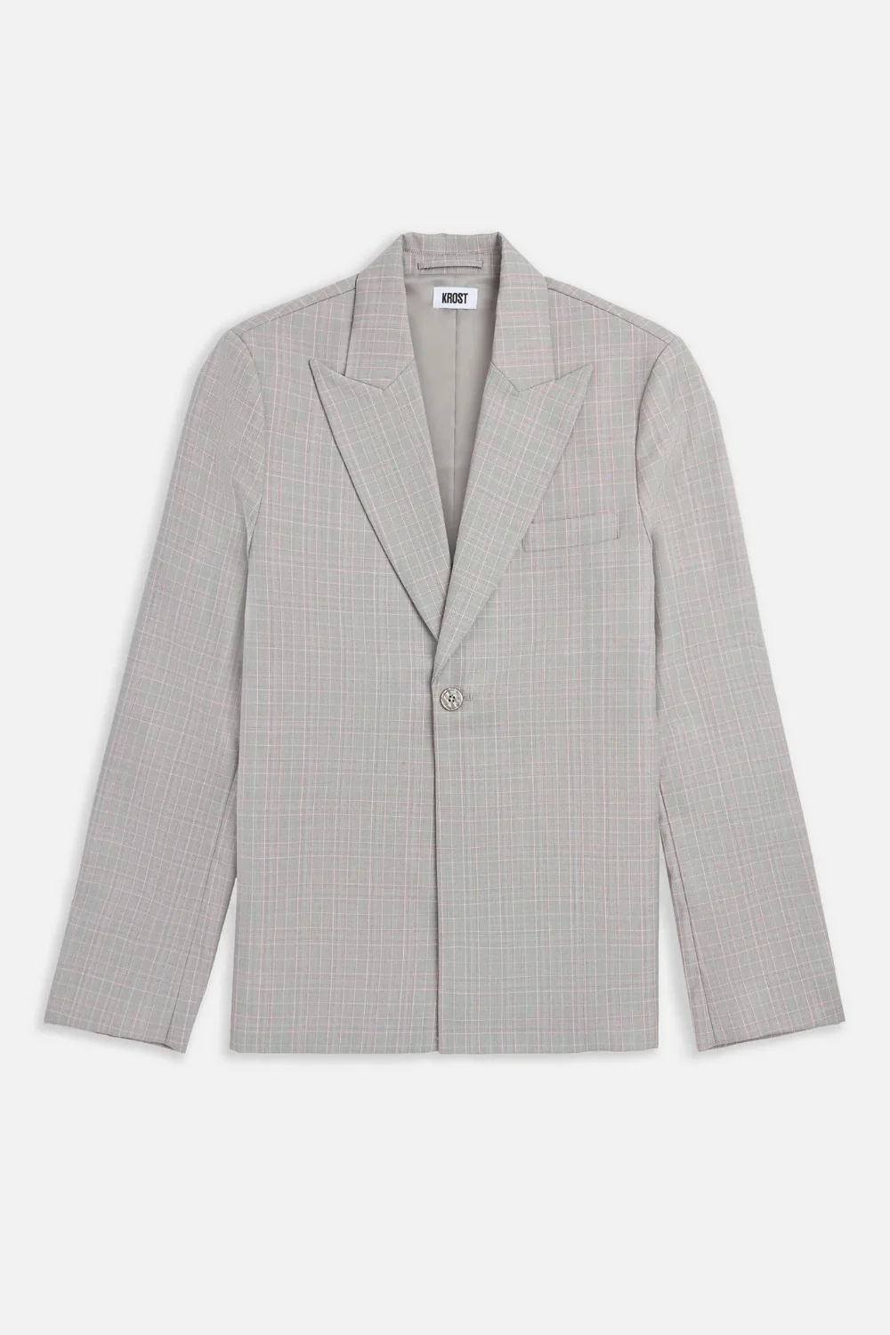 Wool Plaid Single-Button Blazer