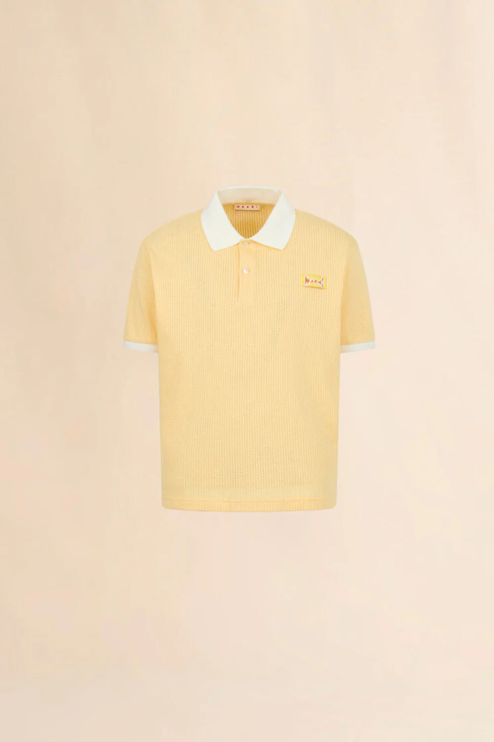 Yellow Polo Shirt with Jacquard Motif