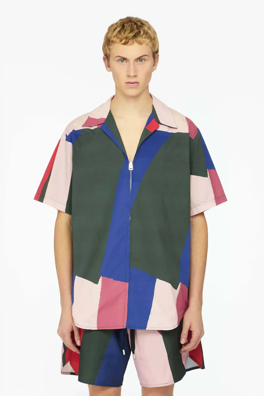 Zip Up Short Sleeve Printed Shirt (Final Sale)